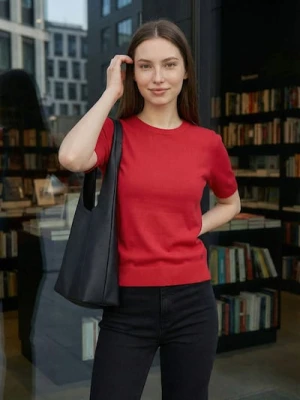 Sinsay - Bluzka swetrowa - czerwony