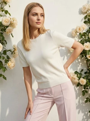 Sinsay - Bluzka swetrowa - kremowy