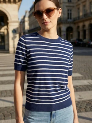 Sinsay - Bluzka swetrowa w paski - granatowy