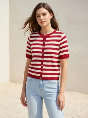 Sinsay - Bluzka swetrowa w paski z wiskozą - wielobarwny