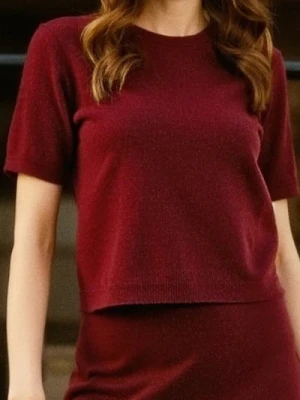 Sinsay - Bluzka swetrowa z domieszką wełny - bordowy