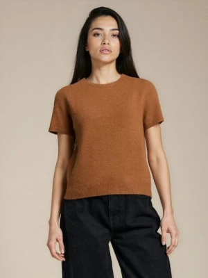 Sinsay - Bluzka swetrowa z domieszką wełny - brązowy