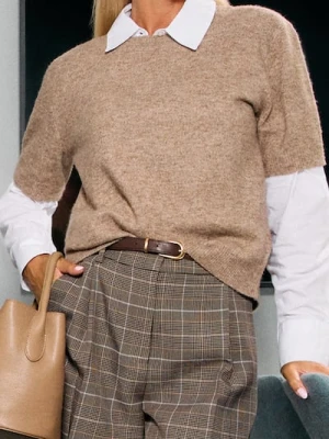 Sinsay - Bluzka swetrowa z domieszką wełny - brązowy