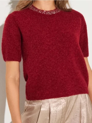 Sinsay - Bluzka swetrowa z domieszką wełny - czerwony