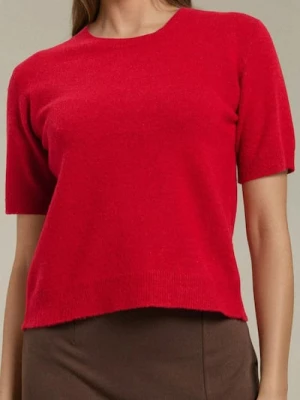 Sinsay - Bluzka swetrowa z domieszką wełny - czerwony