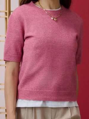 Sinsay - Bluzka swetrowa z domieszką wełny - różowy