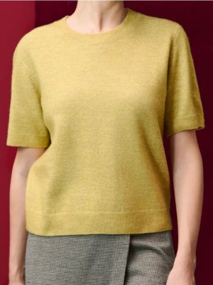 Sinsay - Bluzka swetrowa z domieszką wełny - żółty