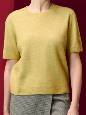 Sinsay - Bluzka swetrowa z domieszką wełny - żółty