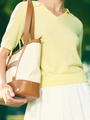 Sinsay - Bluzka swetrowa z kołnierzykiem - żółty