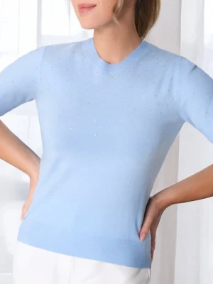 Sinsay - Bluzka swetrowa z ozdobnymi kryształkami - niebieski