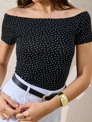 Sinsay - Bluzka w kropki z hiszpańskim dekoltem - wielobarwny