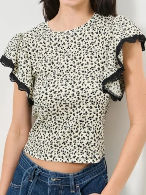 Sinsay - Bluzka w kwiatowy wzór z rozszerzanymi rękawami - wielobarwny