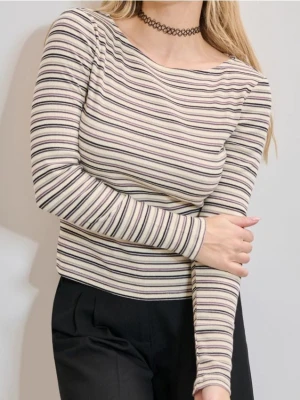 Sinsay - Bluzka w paski z długim rękawem - wielobarwny