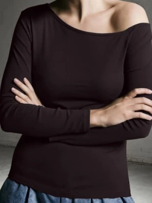 Sinsay - Bluzka z asymetrycznym dekoltem - brązowy