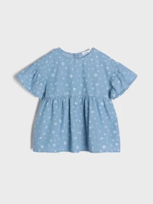 Sinsay - Bluzka z baskinką - niebieski