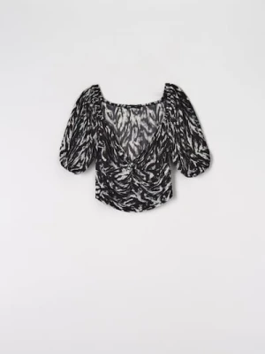 Sinsay - Bluzka z bufiastymi rękawami - wielobarwny