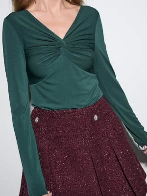 Sinsay - Bluzka z dekoracyjnym marszczeniem - zielony