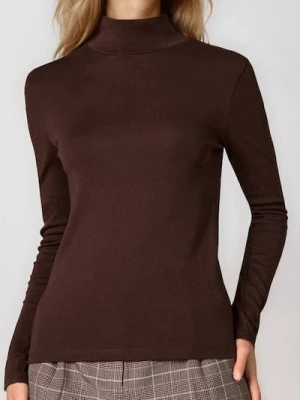 Sinsay - Bluzka z długim rękawem - brązowy