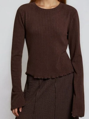 Sinsay - Bluzka z długim rękawem - brązowy