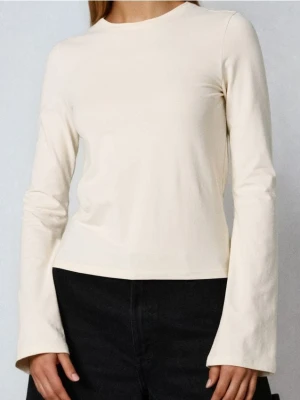 Sinsay - Bluzka z długim rękawem - kremowy