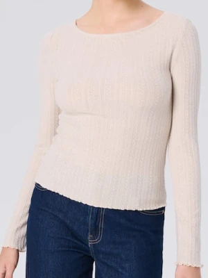 Sinsay - Bluzka z długimi rękawami - beżowy