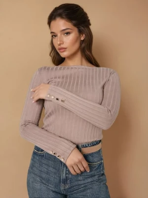 Sinsay - Bluzka z długimi rękawami - beżowy