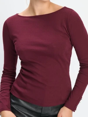 Sinsay - Bluzka z długimi rękawami - bordowy