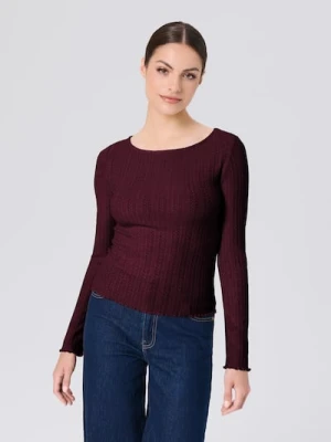 Sinsay - Bluzka z długimi rękawami - bordowy