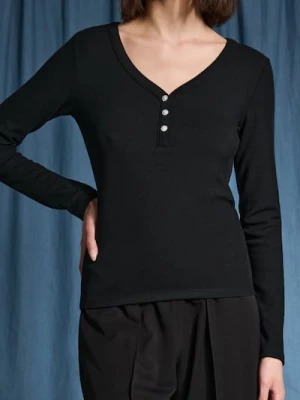 Sinsay - Bluzka z długimi rękawami - czarny