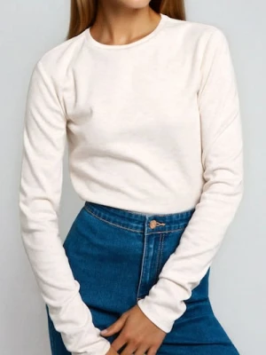 Sinsay - Bluzka z długimi rękawami - kremowy