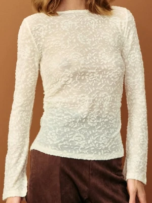 Sinsay - Bluzka z długimi rękawami - kremowy