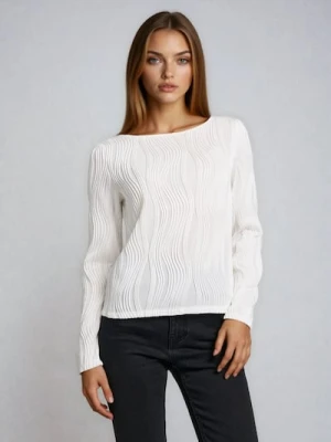 Sinsay - Bluzka z długimi rękawami - kremowy