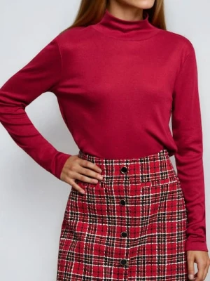 Sinsay - Bluzka z długimi rękawami z golfem - czerwony