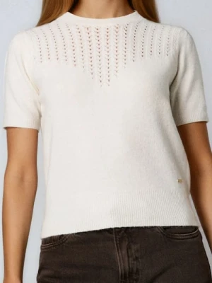 Sinsay - Bluzka z domieszką wełny - kremowy