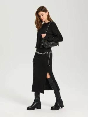 Sinsay - Bluzka z domieszką wiskozy - czarny