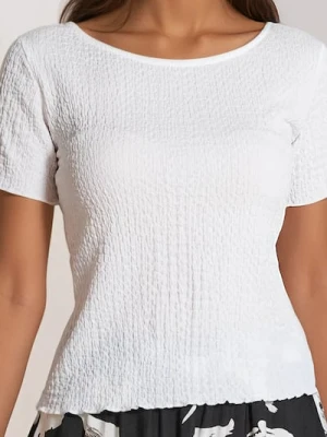 Sinsay - Bluzka z fakturą - kremowy