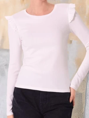 Sinsay - Bluzka z falbankami - biały