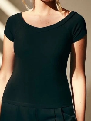 Sinsay - Bluzka z hiszpańskim dekoltem - czarny