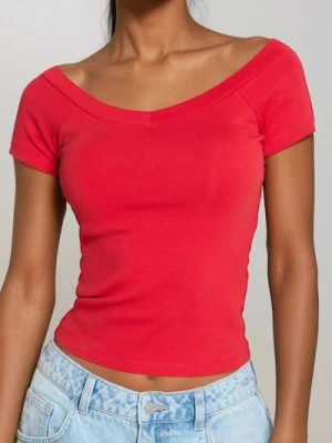 Sinsay - Bluzka z hiszpańskim dekoltem - czerwony