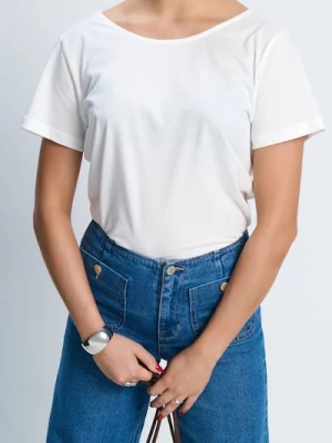 Sinsay - Bluzka z krótkim rękawem - kremowy