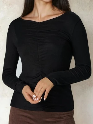 Sinsay - Bluzka z marszczeniami - czarny