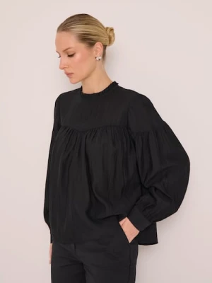 Sinsay - Bluzka z marszczeniami - czarny