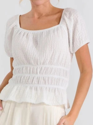 Sinsay - Bluzka z marszczeniami - kremowy