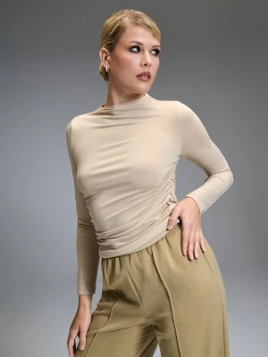 Sinsay - Bluzka z marszczeniami - kremowy