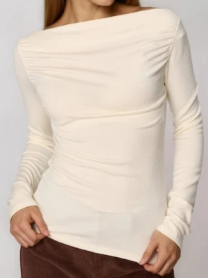 Sinsay - Bluzka z marszczeniami - kremowy