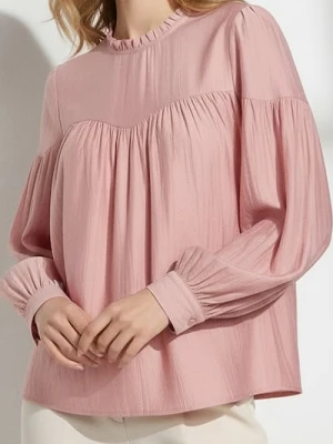 Sinsay - Bluzka z marszczeniami - różowy