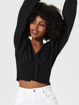 Sinsay - Bluzka z marszczeniem - czarny