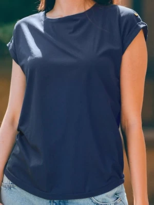 Sinsay - Bluzka z ozdobnymi dżetami - granatowy