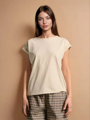 Sinsay - Bluzka z ozdobnymi dżetami - kremowy