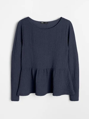 Sinsay - Bluzka z ozdobnymi falbanami - granatowy